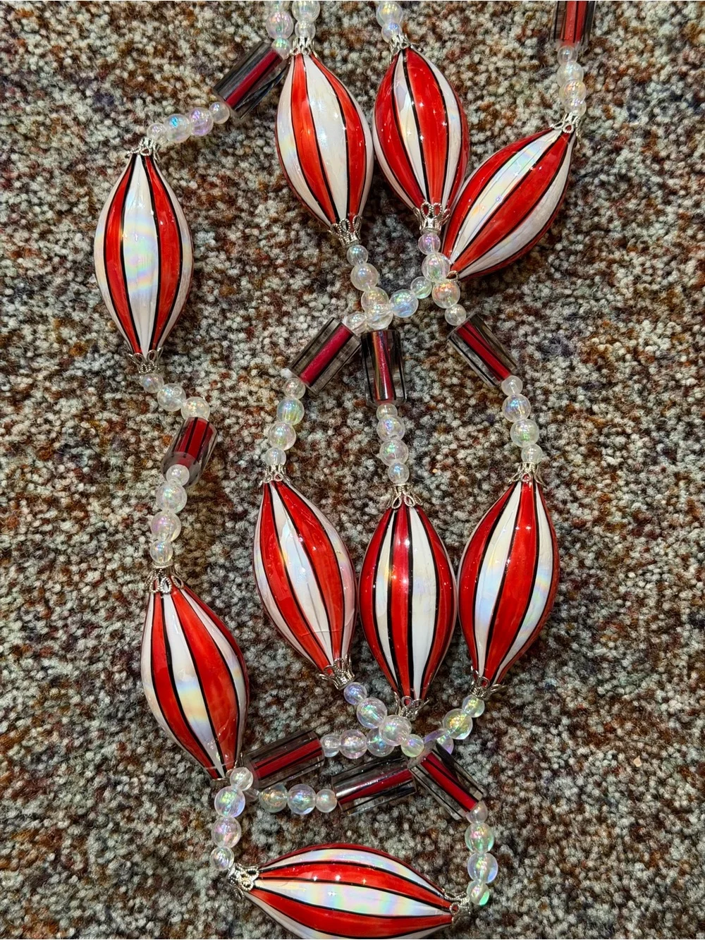 RAZ Imports Holiday Acrylic Garland Red, White & Black Beads